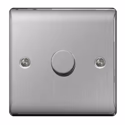 Masterplug NBS81P 2-Way Metal Brushed Steel On/ Off Dimmer Switch 400 W 1-Gang