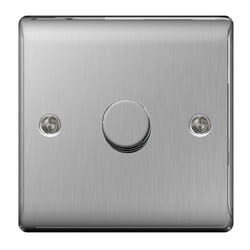 Masterplug NBS81P 2-Way Metal Brushed Steel On/ Off Dimmer Switch 400 W 1-Gang