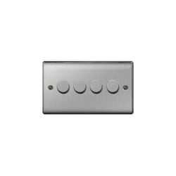 NEXUS METAL BRUSHED STEEL QUAD INTELLIGENT LED DIMMER SWITCH, 2-WAY PUSH ON/OFF