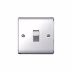 masterplug BG Electrical NPC12 Nexus Metal Polished Chrome 1 Gang 2 Way 10 A Plate Switch