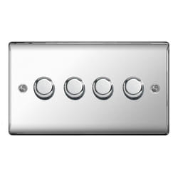 Masterplug 4 Gang 2 Way 400 W Polished Chrome Dimmer Switch