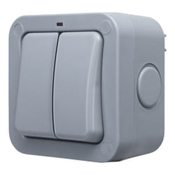 BG IP66 20A 2-Gang 2-Way Weatherproof Outdoor Switch With Neon - WP42