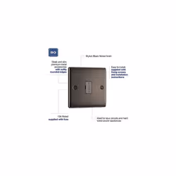 NBN54-01 Unswitched Fused Connection Unit, Black Nickel, 13 Amp