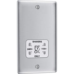 NEXUS METAL BRUSHED STEEL DUAL VOLTAGE SHAVER SOCKET