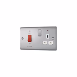 NEXUS METAL BRUSHED STEEL 45A COOKER CONTROL UNIT WITH SWITCHED 13A POWER SOCKET, INCLUDES POWER IND
