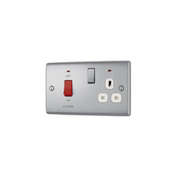 NEXUS METAL BRUSHED STEEL 45A COOKER CONTROL UNIT WITH SWITCHED 13A POWER SOCKET, INCLUDES POWER IND