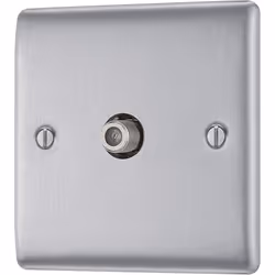 BG Electrical NBS64-01 Single Satellite Connection Socket, Brushed Steel, 8.6 cm*8.6 cm*2.0 cm