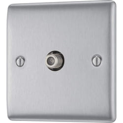 BG Electrical NBS64-01 Single Satellite Connection Socket, Brushed Steel, 8.6 cm*8.6 cm*2.0 cm