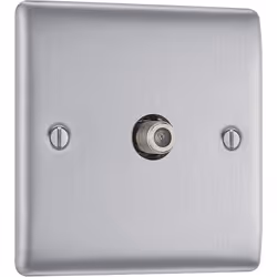 BG Electrical NBS64-01 Single Satellite Connection Socket, Brushed Steel, 8.6 cm*8.6 cm*2.0 cm