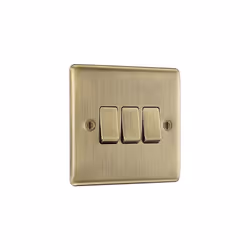 NEXUS METAL ANTIQUE BRASS TRIPLE SWITCH, 10AX 2 WAY