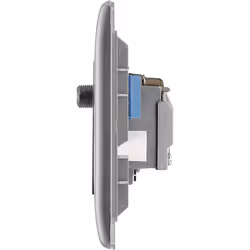 BG Electrical NBS69-01 Quadplex TV/FM and Double Satellite Socket, Brushed Steel with White Inserts, 2.7 cm*8.6 cm*14.6 cm