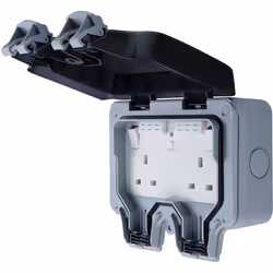 BG Electrical WP22WR-01 Double Weatherproof Outdoor Switched Power Socket with Wi-Fi Repeater, IP66 Rated, 13 Amp, Grey, 16.5 cm*16.5 cm*17.3 cm