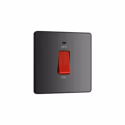 Evolve Double Pole Square Switch with LED Power Indicator, 45A, Black Chrome