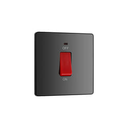 Evolve Double Pole Square Switch with LED Power Indicator, 45A, Black Chrome