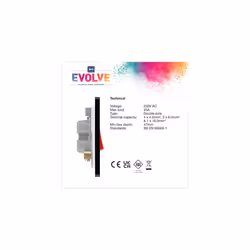 Evolve Double Pole Square Switch with LED Power Indicator, 45A, Black Chrome