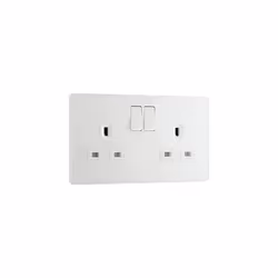 BG Electricals Evolve Double Switched Power Socket, 13A, Pearlescent White