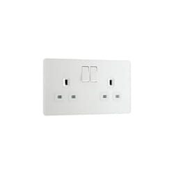BG Electricals Evolve Double Switched Power Socket, 13A, Pearlescent White