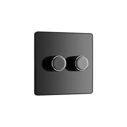 Evolve Double Dimmer Switch, 2-Way Push On/Off, 200W, Black Chrome