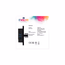 Evolve Double Dimmer Switch, 2-Way Push On/Off, 200W, Black Chrome
