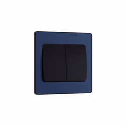 Evolve Double Light Switch, 20A, 2 Way, Wide Rocker, Matt Blue
