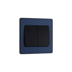 Evolve Double Light Switch, 20A, 2 Way, Wide Rocker, Matt Blue