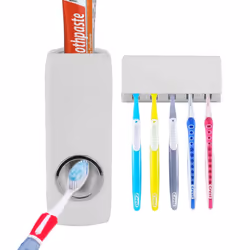 Automatic Toothpaste Dispenser + 5 Toothbrush Holder Stand Wall Mounted Bathroom