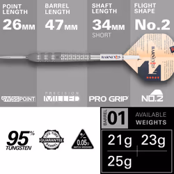 TARGET Darts Raymond Van Barneveld RVB 25 Year Edition 23G 95% Tungsten Swiss Point Steel Tip Darts Set