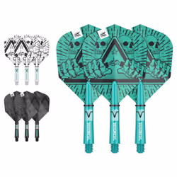 Darts Rob Cross Ink Design No.6 Dart Flights & Short (34mm) Shafts Stems - 3 Set Pack