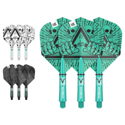 Darts Rob Cross Ink Design No.6 Dart Flights & Short (34mm) Shafts Stems - 3 Set Pack