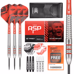 Darts Nathan Aspinall 23G 80% Tungsten Steel Tip Darts Set - 9 Pro Grip Shafts - 9 Pro Ultra Flights - Dart Wallet Bundle