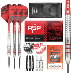 Darts Nathan Aspinall 23G 80% Tungsten Steel Tip Darts Set - 9 Pro Grip Shafts - 9 Pro Ultra Flights - Dart Wallet Bundle