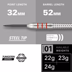 Darts Nathan Aspinall 23G 80% Tungsten Steel Tip Darts Set - 9 Pro Grip Shafts - 9 Pro Ultra Flights - Dart Wallet Bundle