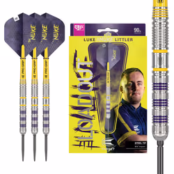 Darts Luke Littler Loadout 90% Tungsten Steel Tip Darts Set â 23G Steel Tip Dart, The Nuke Player Edition Dart Set, Swiss P ...