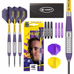 Darts Luke Littler Brass Steel Tip Darts Set â 22G Steel Tip Dart, The Nuke Player Edition Dart Set, Dart Accessories