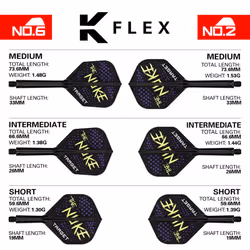 Darts Luke Littler K Flex Flights and Shaft System, No.2 Intermediate (26mm) Pack of 3 All In One Kflex Flights, Player Edition Darts Accessories |
