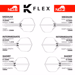 Darts Josh Rock K Flex Flights and Shaft System, No.2 | Pack of 3 Kflex All In One Flights, Player Edition Darts Accessories | K-Flex Dart Stem