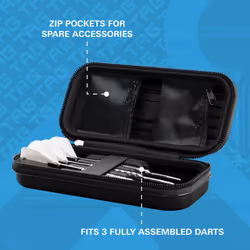 Darts Takoma Tag Darts Wallet, Regular Size, Blue | Darts Case Holds 3 Darts | Protective EVA Dart Holder with Double Zip Lock Inner Pouches |