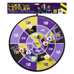 Darts Luke Littler Sticky Ball Fabric Dartboard Set for Kids | Player Edition âThe Nuke' Hook & Loop Balls Dart Board Game Set with 8 Sticky Balls
