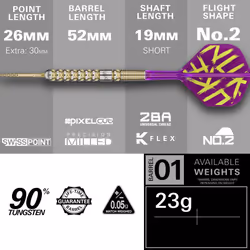 Darts Luke Littler Gen 1 Prodigy Steel Tip Swiss Point Darts, 90% Tungsten Darts, 23G | Generation 1 Gold Steel Tip Darts, G1 Player Edition Swiss