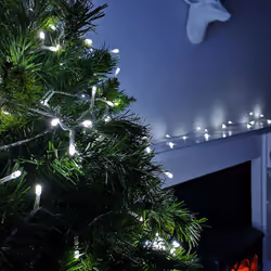 200 LED 16m Premier Christmas Outdoor Function Lights Timer Clear Cable in White