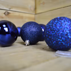 60mm Midnight Blue Christmas Baubles | 24 Assorted | Shatterproof Tree Decorations - Additional view 2