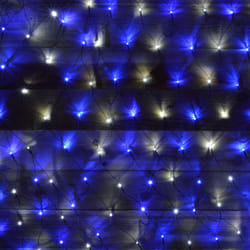 Premier 1.7m x 1.2m 180 LED Multi Action Christmas Net Window Light Blue & White