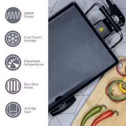 Quest 35490 Large Teppanyaki Grill/Non-Stick/Adjustable Thermostat/Accessories Included/Ideal for Dinner Parties