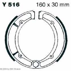 Brake Shoes; EBC Brakes; 160 30; 1HX-W2536-00, 1HXW253600, 1L9-25330-00, 1L9-25330-01, 1L92533000
