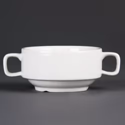 Olympia Whiteware Soup Bowls With Handles 400ml (Pack of 6) - [C239]