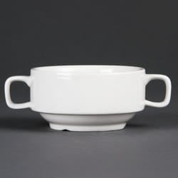 Olympia Whiteware Soup Bowls With Handles 400ml (Pack of 6) - [C239]