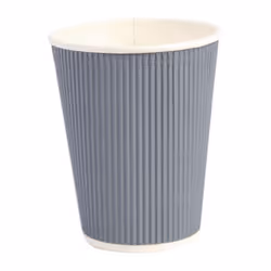 Fiesta Disposable Coffee Cups Ripple Wall Charcoal 340ml / 12oz (Pack of 25) - [GP431]