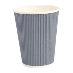 Fiesta Disposable Coffee Cups Ripple Wall Charcoal 340ml / 12oz (Pack of 25) - [GP431]