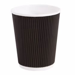 Fiesta Disposable Coffee Cups Ripple Wall Black 225ml / 8oz (Pack of 500) - [CM543]