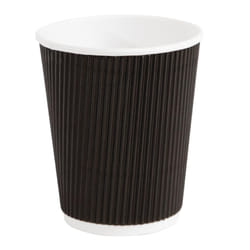 Fiesta Disposable Coffee Cups Ripple Wall Black 225ml / 8oz (Pack of 500) - [CM543]